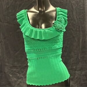 Catherine Malandrino Vibrant Green Ruffle Blouse